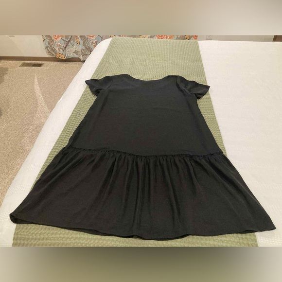 Womens aerie black short sleeve midi dress swimsuit beach cover pleat ruffle s - Picture 1 of 7